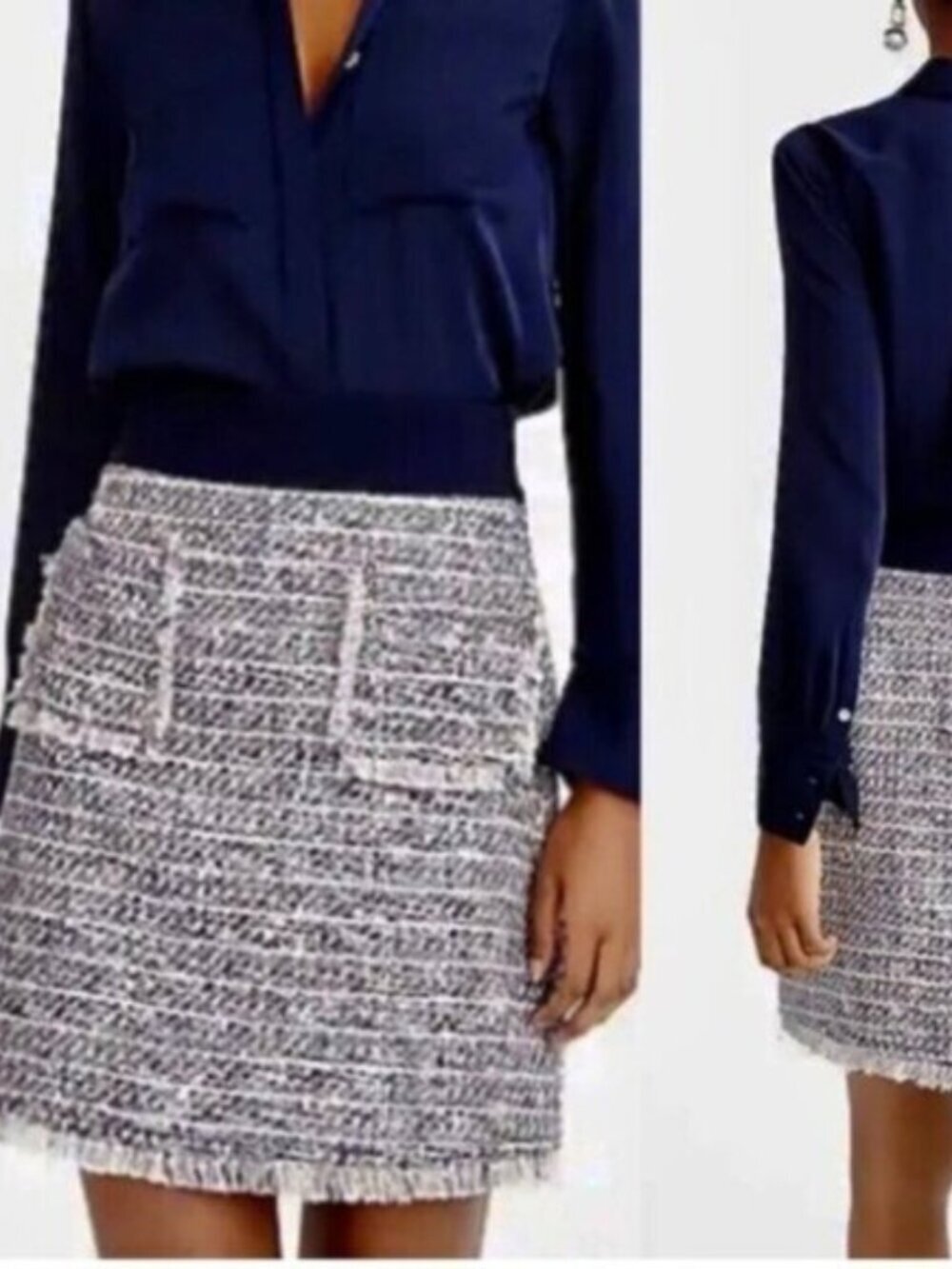 NWT J.Crew E7383 Tweed Mini Skirt Size 12  | Fringe Hem Bouclé Multicolor Skirt